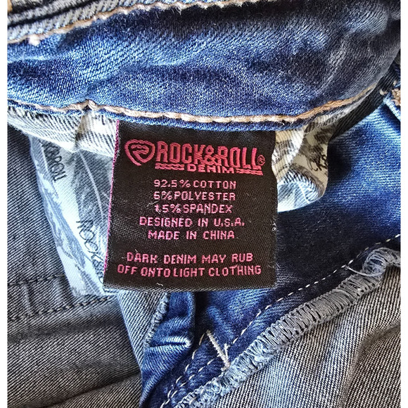 Rock & Roll Denim Boyfriend Jeans Women's 28 x 30 (30 x 28) Blue Dark Wash - Picture 6 of 16